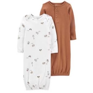 SOLD** Carter’s, 3M. Color: white, browns. Pattern: solid & zoo animals.
